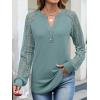 imageANRABESS Womens Lace Long Sleeve Shirts V Neck Henley Tops Dressy Casual Blouses 2025 Fall Fashion Travel OutfitsSage Green
