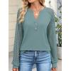 imageANRABESS Womens Lace Long Sleeve Shirts V Neck Henley Tops Dressy Casual Blouses 2025 Fall Fashion Travel OutfitsSage Green