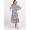 imageANRABESS Womens Long Lantern Sleeve Floral Midi Dresses 2025 Fall V Neck Casual Flowy Aline Tiered Boho Vacation Long DressFloral Blue Yellow