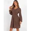 imageANRABESS Womens Long Lantern Sleeve Ribbed Knit Dresses V Neck Casual 2025 Fall Winter Flowy Swing Tunic Sweater Short DressBrown