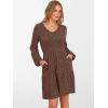 imageANRABESS Womens Long Lantern Sleeve Ribbed Knit Dresses V Neck Casual 2025 Fall Winter Flowy Swing Tunic Sweater Short DressBrown
