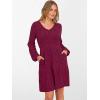 imageANRABESS Womens Long Lantern Sleeve Ribbed Knit Dresses V Neck Casual 2025 Fall Winter Flowy Swing Tunic Sweater Short DressBurgundy