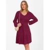 imageANRABESS Womens Long Lantern Sleeve Ribbed Knit Dresses V Neck Casual 2025 Fall Winter Flowy Swing Tunic Sweater Short DressBurgundy