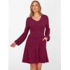imageANRABESS Womens Long Lantern Sleeve Ribbed Knit Dresses V Neck Casual 2025 Fall Winter Flowy Swing Tunic Sweater Short DressBurgundy