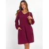 imageANRABESS Womens Long Lantern Sleeve Ribbed Knit Dresses V Neck Casual 2025 Fall Winter Flowy Swing Tunic Sweater Short DressBurgundy