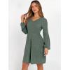 imageANRABESS Womens Long Lantern Sleeve Ribbed Knit Dresses V Neck Casual 2025 Fall Winter Flowy Swing Tunic Sweater Short DressGreen