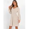 imageANRABESS Womens Long Lantern Sleeve Ribbed Knit Dresses V Neck Casual 2025 Fall Winter Flowy Swing Tunic Sweater Short DressLight Khaki