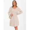 imageANRABESS Womens Long Lantern Sleeve Ribbed Knit Dresses V Neck Casual 2025 Fall Winter Flowy Swing Tunic Sweater Short DressLight Khaki