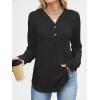 imageANRABESS Womens Long Sleeve Henley Tops Ribbed Knit Hoodie Shirts 2025 Fall Loose Fit Lightweight Hooded SweatersBlack