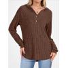 imageANRABESS Womens Long Sleeve Henley Tops Ribbed Knit Hoodie Shirts 2025 Fall Loose Fit Lightweight Hooded SweatersBrown