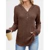 imageANRABESS Womens Long Sleeve Henley Tops Ribbed Knit Hoodie Shirts 2025 Fall Loose Fit Lightweight Hooded SweatersBrown