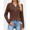 imageANRABESS Womens Long Sleeve Henley Tops Ribbed Knit Hoodie Shirts 2025 Fall Loose Fit Lightweight Hooded SweatersBrown