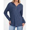 imageANRABESS Womens Long Sleeve Henley Tops Ribbed Knit Hoodie Shirts 2025 Fall Loose Fit Lightweight Hooded SweatersDark Blue