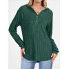imageANRABESS Womens Long Sleeve Henley Tops Ribbed Knit Hoodie Shirts 2025 Fall Loose Fit Lightweight Hooded SweatersGreen