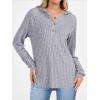 imageANRABESS Womens Long Sleeve Henley Tops Ribbed Knit Hoodie Shirts 2025 Fall Loose Fit Lightweight Hooded SweatersGrey