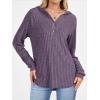 imageANRABESS Womens Long Sleeve Henley Tops Ribbed Knit Hoodie Shirts 2025 Fall Loose Fit Lightweight Hooded SweatersPurple