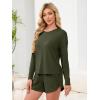 imageANRABESS Womens Long Sleeve Pajama Sets 2025 Fall 2 Piece Outfits Lounge Matching Short Set Striped Pjs Loungewear SleepwearArmy Green