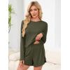 imageANRABESS Womens Long Sleeve Pajama Sets 2025 Fall 2 Piece Outfits Lounge Matching Short Set Striped Pjs Loungewear SleepwearArmy Green