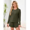 imageANRABESS Womens Long Sleeve Pajama Sets 2025 Fall 2 Piece Outfits Lounge Matching Short Set Striped Pjs Loungewear SleepwearArmy Green