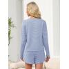 imageANRABESS Womens Long Sleeve Pajama Sets 2025 Fall 2 Piece Outfits Lounge Matching Short Set Striped Pjs Loungewear SleepwearBlue White