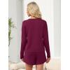 imageANRABESS Womens Long Sleeve Pajama Sets 2025 Fall 2 Piece Outfits Lounge Matching Short Set Striped Pjs Loungewear SleepwearBurgundy