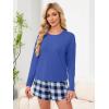 imageANRABESS Womens Long Sleeve Pajama Sets 2025 Fall 2 Piece Outfits Lounge Matching Short Set Striped Pjs Loungewear SleepwearNavy Blue White Plaid