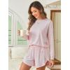 imageANRABESS Womens Long Sleeve Pajama Sets 2025 Fall 2 Piece Outfits Lounge Matching Short Set Striped Pjs Loungewear SleepwearPink White