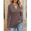 imageANRABESS Womens Long Sleeve Shirts V Neck Business Casual Work Tunic Tops Basic Tees 2025 Fall OutfitsBrown