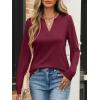 imageANRABESS Womens Long Sleeve Shirts V Neck Business Casual Work Tunic Tops Basic Tees 2025 Fall OutfitsBurgundy