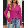 imageANRABESS Womens Long Sleeve Shirts V Neck Business Casual Work Tunic Tops Basic Tees 2025 Fall OutfitsHot Pink