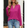 imageANRABESS Womens Long Sleeve Shirts V Neck Business Casual Work Tunic Tops Basic Tees 2025 Fall OutfitsHot Pink