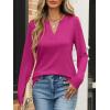 imageANRABESS Womens Long Sleeve Shirts V Neck Business Casual Work Tunic Tops Basic Tees 2025 Fall OutfitsHot Pink