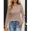 imageANRABESS Womens Long Sleeve Shirts V Neck Business Casual Work Tunic Tops Basic Tees 2025 Fall OutfitsKhaki  Light Brown