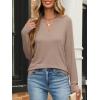 imageANRABESS Womens Long Sleeve Shirts V Neck Business Casual Work Tunic Tops Basic Tees 2025 Fall OutfitsKhaki  Light Brown
