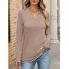 imageANRABESS Womens Long Sleeve Shirts V Neck Business Casual Work Tunic Tops Basic Tees 2025 Fall OutfitsKhaki  Light Brown