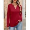 imageANRABESS Womens Long Sleeve Shirts V Neck Business Casual Work Tunic Tops Basic Tees 2025 Fall OutfitsRed