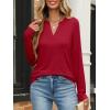 imageANRABESS Womens Long Sleeve Shirts V Neck Business Casual Work Tunic Tops Basic Tees 2025 Fall OutfitsRed