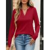 imageANRABESS Womens Long Sleeve Shirts V Neck Business Casual Work Tunic Tops Basic Tees 2025 Fall OutfitsRed