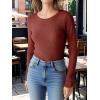 imageANRABESS Womens Long Sleeve Waffle Knit Shirts Casual Slim Fitted Crew Neck Thermal Tops Basic Tee 2025 Fall Trendy OutfitsBirck Red