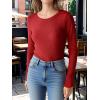 imageANRABESS Womens Long Sleeve Waffle Knit Shirts Casual Slim Fitted Crew Neck Thermal Tops Basic Tee 2025 Fall Trendy OutfitsBright Red