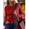 imageANRABESS Womens Long Sleeve Waffle Knit Shirts Casual Slim Fitted Crew Neck Thermal Tops Basic Tee 2025 Fall Trendy OutfitsBright Red