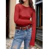 imageANRABESS Womens Long Sleeve Waffle Knit Shirts Casual Slim Fitted Crew Neck Thermal Tops Basic Tee 2025 Fall Trendy OutfitsBright Red