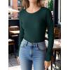 imageANRABESS Womens Long Sleeve Waffle Knit Shirts Casual Slim Fitted Crew Neck Thermal Tops Basic Tee 2025 Fall Trendy OutfitsDeep Green