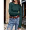imageANRABESS Womens Long Sleeve Waffle Knit Shirts Casual Slim Fitted Crew Neck Thermal Tops Basic Tee 2025 Fall Trendy OutfitsDeep Green
