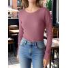 imageANRABESS Womens Long Sleeve Waffle Knit Shirts Casual Slim Fitted Crew Neck Thermal Tops Basic Tee 2025 Fall Trendy OutfitsMauve