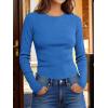 imageANRABESS Womens Long Sleeve Waffle Knit Shirts Casual Slim Fitted Crew Neck Thermal Tops Basic Tee 2025 Fall Trendy OutfitsRoyal Blue