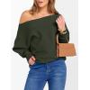 imageANRABESS Womens Off Shoulder Sweaters 2025 Fall Long Batwing Sleeve Loose Fit Knit Tops Casual Pullovers JumpersArmy Green