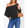 imageANRABESS Womens Off Shoulder Sweaters 2025 Fall Long Batwing Sleeve Loose Fit Knit Tops Casual Pullovers JumpersBlack