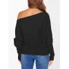 imageANRABESS Womens Off Shoulder Sweaters 2025 Fall Long Batwing Sleeve Loose Fit Knit Tops Casual Pullovers JumpersBlack