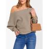 imageANRABESS Womens Off Shoulder Sweaters 2025 Fall Long Batwing Sleeve Loose Fit Knit Tops Casual Pullovers JumpersBright Tan